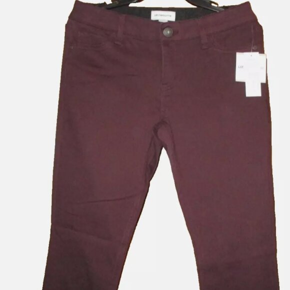 Liz Claiborne Skinny Pants 6 NWT Flexi Fit Mid Rise Burgundy Dark Red Jeggings - Picture 2 of 4